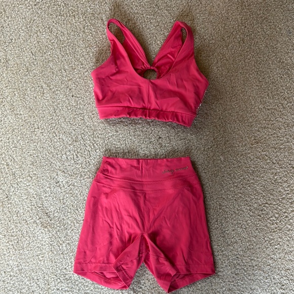 Gymshark Whitney Simmons Pink Sports Bra and Shorts Set - Picture 2 of 4